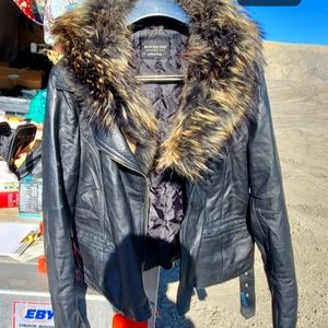 Women's leather and fur size small